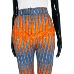 (Large) Orange & Blue Women African Print Scrunched Pants - Image 3