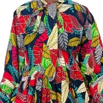 (2XL) Multi Color African Print Women Bowtie Flair Out Blouse - Image 3