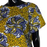 (Medium) Ankara Print Women Green & Blue Flower Blouse/ Shirt - Image 2