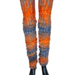 (Large) Orange & Blue Women African Print Scrunched Pants - Image 4