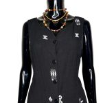 (Medium) Black Vintage 90’s Tribal Prints Long Dress - Image 5