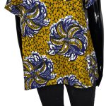 (Medium) Ankara Print Women Green & Blue Flower Blouse/ Shirt - Image 3