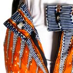 (Large) Orange & Blue Women African Print Scrunched Pants - Image 8
