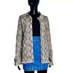 (2XL) Snake Print Brownish Gray Women Jacket - Image 2