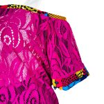 Pink Mesh Women Shirt/ Blouse w/ Ankara Print - Image 5
