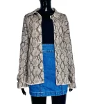 (2XL) Snake Print Brownish Gray Women Jacket