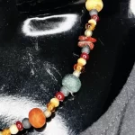 Earth Tone Multicolored Long Stones & Beading Necklace - Image 3