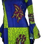 Blue & Green Ankara/African Print Women Cocktail Flare Out Short Dress/ Blouse ￼ - Image 6