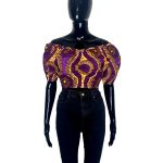 Purple & Orange Women African Print Halter Top Blouse - Image 2