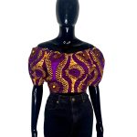 Purple & Orange Women African Print Halter Top Blouse