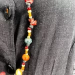 Earth Tone Multicolored Long Stones & Beading Necklace - Image 2