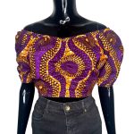Purple & Orange Women African Print Halter Top Blouse - Image 3