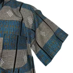 (Large) African Print Blue & Black Stripe Pattern Men Top/ Shirt - Image 3