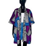 (One Size) Purple & Blue Ankara Print Women Duster/ Caftan - Image 2