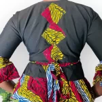 (One Size) Black Wrapper Blouse with Multicolor Flair Out Boarder & Sleeve - Image 6