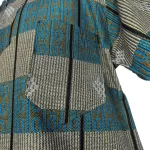 (Large) African Print Blue & Black Stripe Pattern Men Top/ Shirt - Image 4