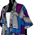 (One Size) Purple & Blue Ankara Print Women Duster/ Caftan - Image 6
