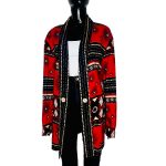 (One Size) Vintage Women Red and Black Tribal Print Duster - Image 2