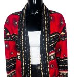 (One Size) Vintage Women Red and Black Tribal Print Duster - Image 3