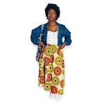 (One Size) Orange & Yellow Long Flowing Women African Print Skirt