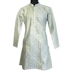 (Small) Light Green Mid East Fully Embroidered Men Long Shirt/Top - Image 2