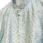 (Small) Light Green Mid East Fully Embroidered Men Long Shirt/Top - Image 5