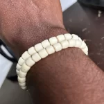 ￼ 2 Traditional Unisex African Nigerian Artificial Beige Coral Bead Bracelet - Image 3