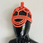 ￼ Traditional Women African Nigerian Artificial Orange Coral Beads Crown - Image 2