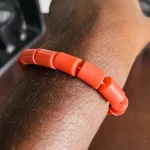 ￼ 4 Traditional Unisex African Nigerian Artificial Orange Coral Bead Bracelet - Image 2