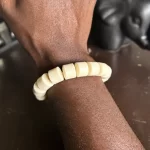 ￼ 2 Traditional Unisex African Nigerian Artificial Beige Coral Bead Bracelet - Image 3