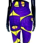 Purple & Yellow High Waist Women African Print Pants ￼ - Image 3