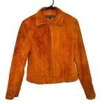 2000s Vintage Orange Women 100% Leather Jacket