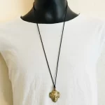 African Kenyan Unisex Long Brass Mask Pendant Necklace