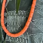 Traditional African Nigerian Artificial Orange Coral Bead Necklace - Image 2