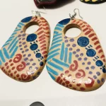 5 African Multicolored Women Beaded, Wooden, & Metal Earrings 1 Lady Pin - Image 4
