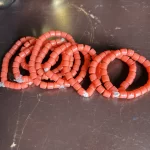￼ 2 Traditional Kids African Nigerian Artificial Orange Coral Bead Bracelet