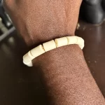 ￼ 2 Traditional Unisex African Nigerian Artificial Beige Coral Bead Bracelet
