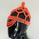 ￼ Traditional Women African Nigerian Artificial Orange Coral Beads Crown