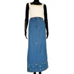 (L/XL) Vintage Blue Jean Skirt w/ African Ghana Adinkra Symbols on Base