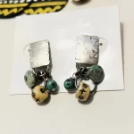 5 African Multicolored Women Beaded, Wooden, & Metal Earrings 1 Lady Pin - Image 5