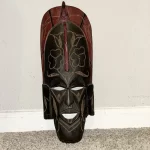 Brown and Red African Kenyan Wooden Carving Mask Decoration