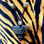 2 Piece Tiger Print Brown Blouse and Long Skirt with Triangle Necklace Set - Image 4