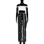 (2XL) African Mud Cloth Black & Ivory Women Pants