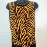 2 Piece Tiger Print Brown Blouse and Long Skirt with Triangle Necklace Set - Image 5
