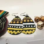 5 African Multicolored Women Beaded, Wooden, & Metal Earrings 1 Lady Pin - Image 10