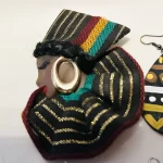 5 African Multicolored Women Beaded, Wooden, & Metal Earrings 1 Lady Pin - Image 11