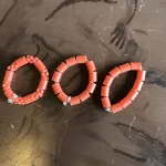 ￼ 3 Traditional Kids African Nigerian Artificial Orange Coral Bead Bracelet - Image 3