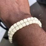 ￼ 2 Traditional Unisex African Nigerian Artificial Beige Coral Bead Bracelet - Image 2