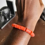 ￼ 4 Traditional Unisex African Nigerian Artificial Orange Coral Bead Bracelet - Image 3
