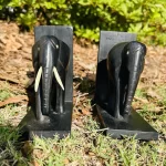 African Tanzanian Black 2 Pair Wooden Elephant Book Stoppers - Image 3